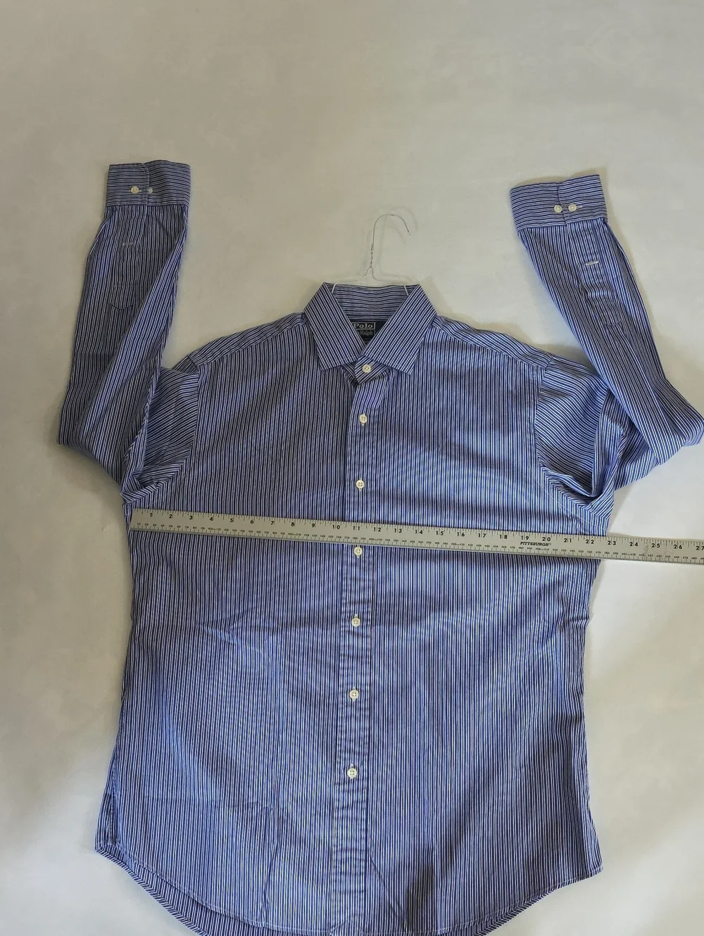 Polo by Ralph Lauren Men’s Blue and White Pinstripe Dress Shirt